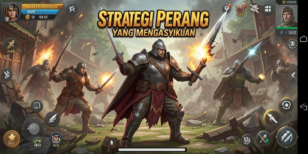 Screenshot gameplay 34R menampilkan pertempuran strategi yang mendebarkan.