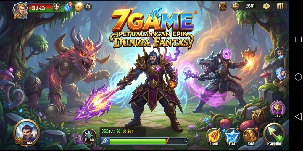 Tampilan gameplay dari 7GAME yang menakjubkan dan dinamis.