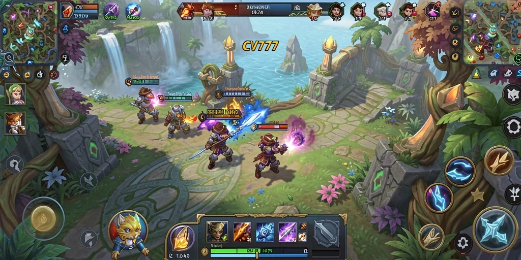 Screenshot menampilkan gameplay action-packed dalam dunia MMORPG CV777.
