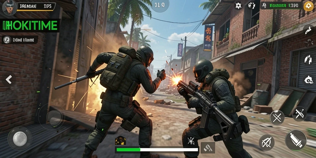 Screenshot dari gameplay HOKITIME menampilkan aksi seru dan strategi TPS.