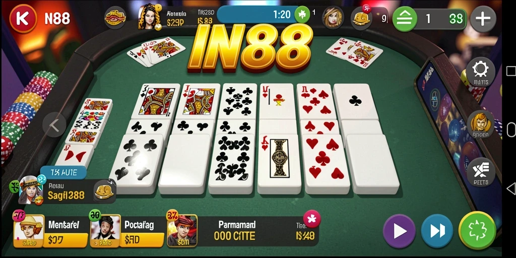 Tampilan menarik gameplay IN88 dalam permainan Domino.