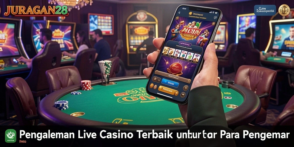 Screenshot utama JURAGAN28 menampilkan gameplay Live Casino yang mendebarkan.