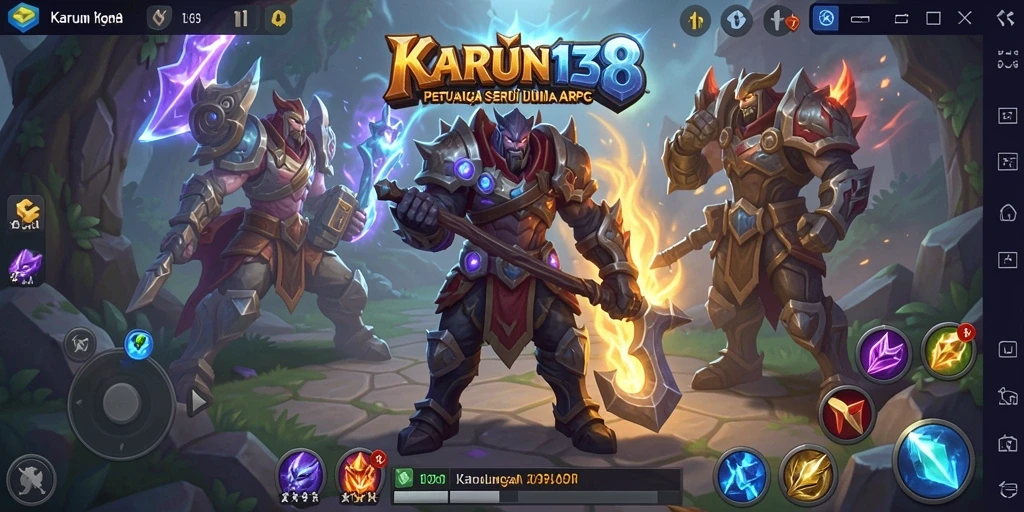 Screenshot gameplay KARUN138 menampilkan pertarungan epik dan karakter yang dinamis.