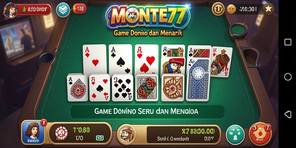 Screenshot gameplay MONTE77 menampilkan aksi seru dalam permainan Domino.