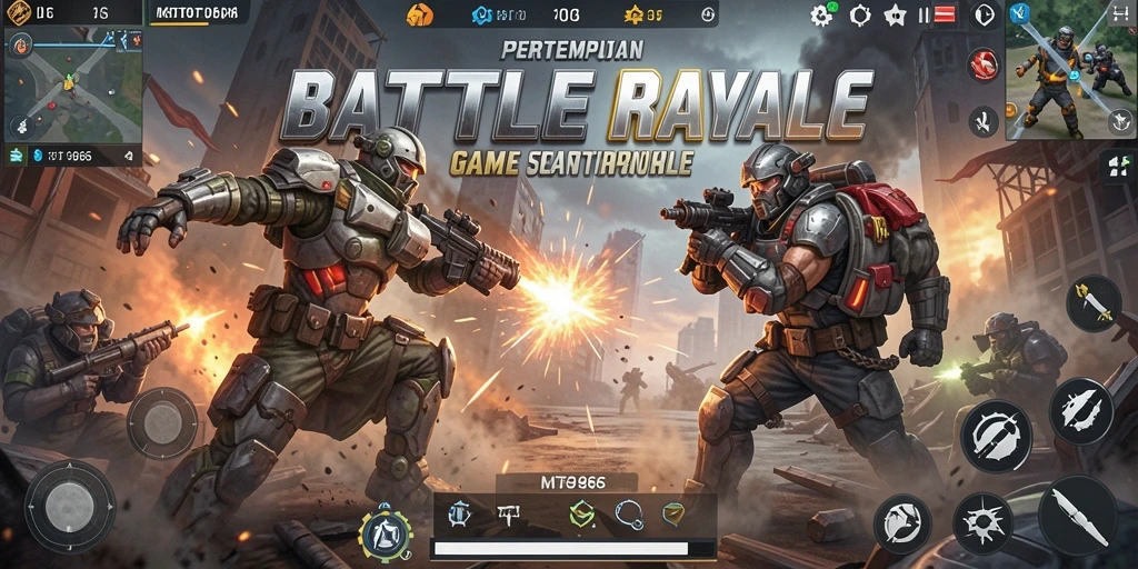 Tampilan gameplay intens di MT966 saat bertempur dalam Battle Royale.