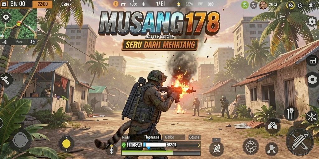 Screenshot gameplay <strong>MUSANG178</strong> yang menampilkan aksi seru di arena Battle Royale.