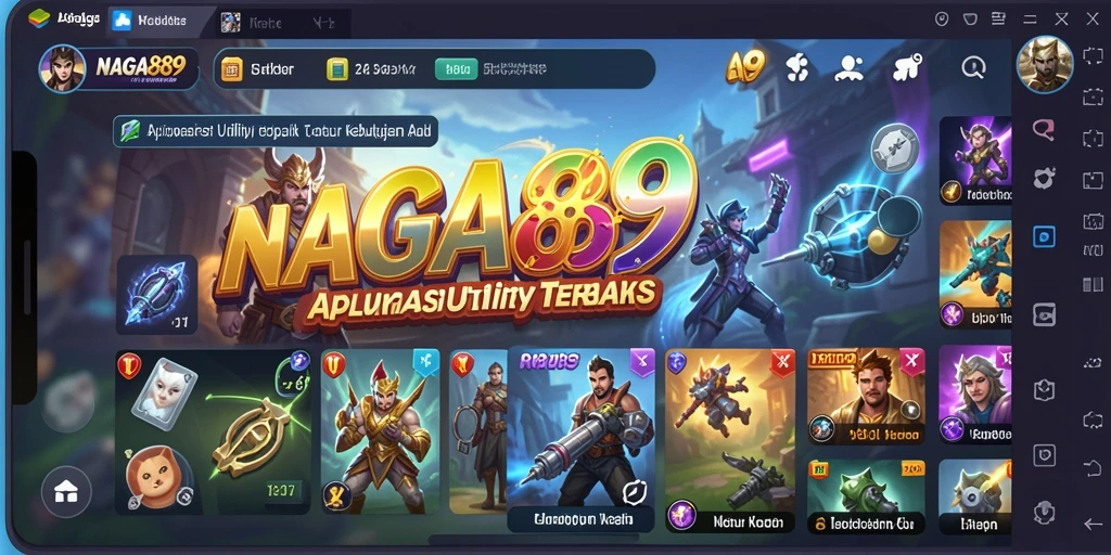 Tampilan utama NAGA889 dengan berbagai fitur Utility yang memudahkan pengguna.