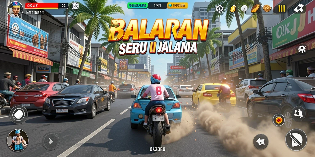 Gameplay seru dengan balapan yang penuh adrenalin.