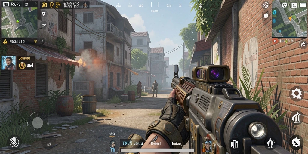 Screenshot menunjukkan aksi seru gameplay R6R6 di medan perang.