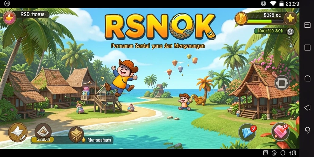 Tampilan gameplay RSNOK dengan karakter yang lucu dan level menarik.