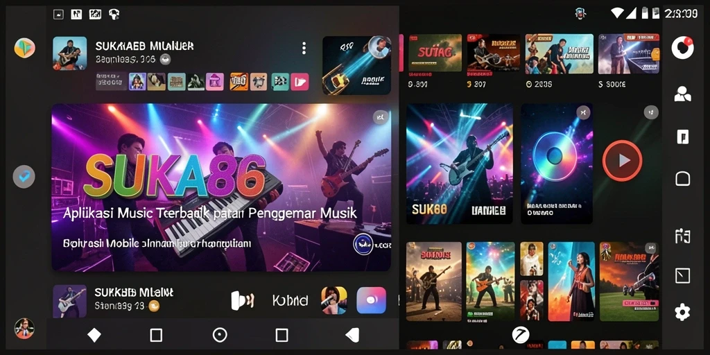 Tampilan gameplay SUKA86 dengan fitur lirik dinamis dan playlist menarik.