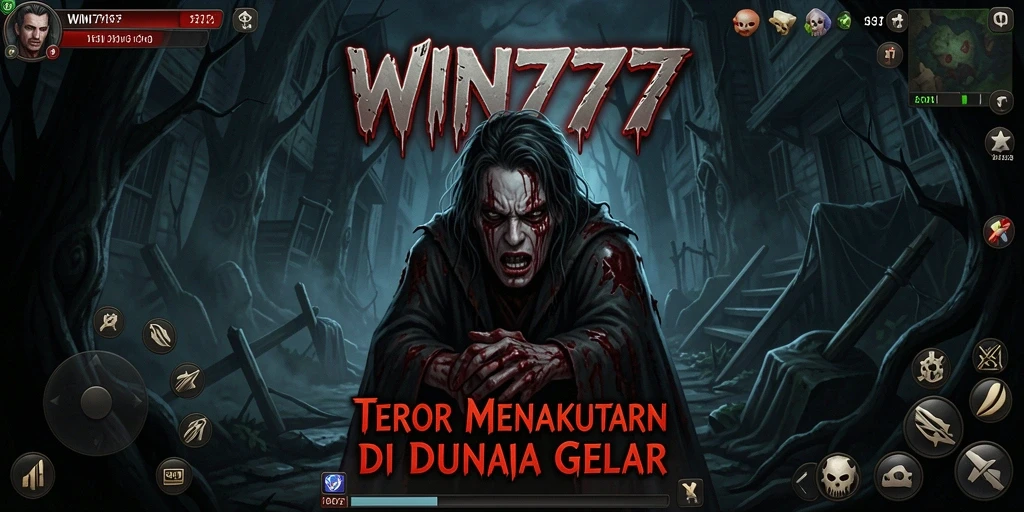 Screenshot gameplay menegangkan dari WIN777 dengan suasana horor.